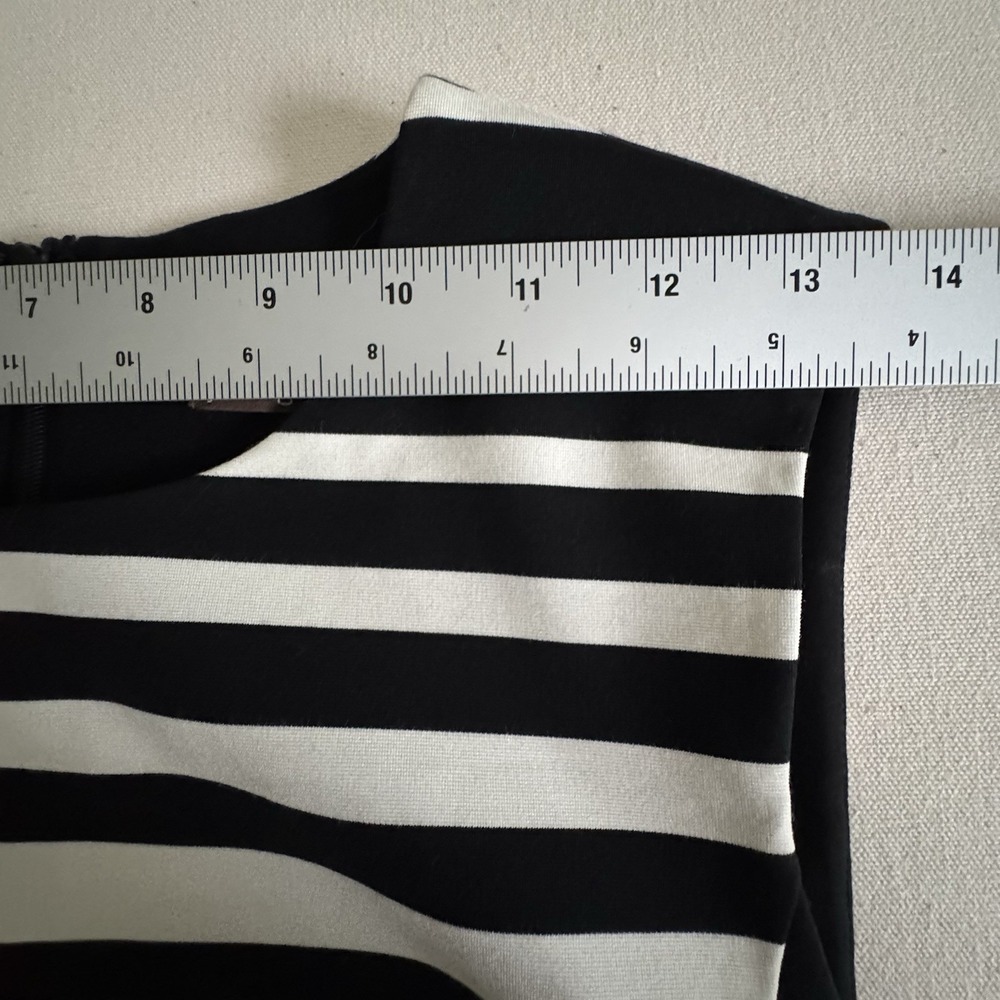 J. McLaughlin Black/White Striped Sleeveless Ponte Sheath Dress Size Small Zip - Picture 8 of 13